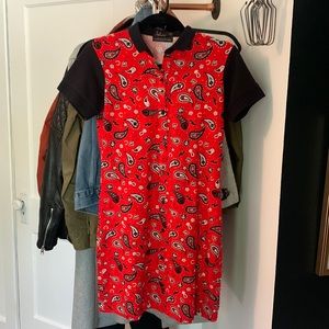 Fred Perry x Amy Winehouse Foundation Black and Red Paisley Polo Shirt Dress